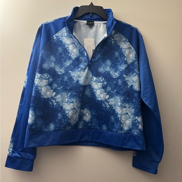 Blue Tie-Dye Quarter-Zip Pullover - Picture 2 of 5